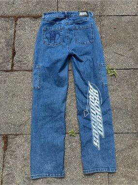 Broken Promises Reflective Logo Cobra Embroidered Cargo Jeans Size 0
